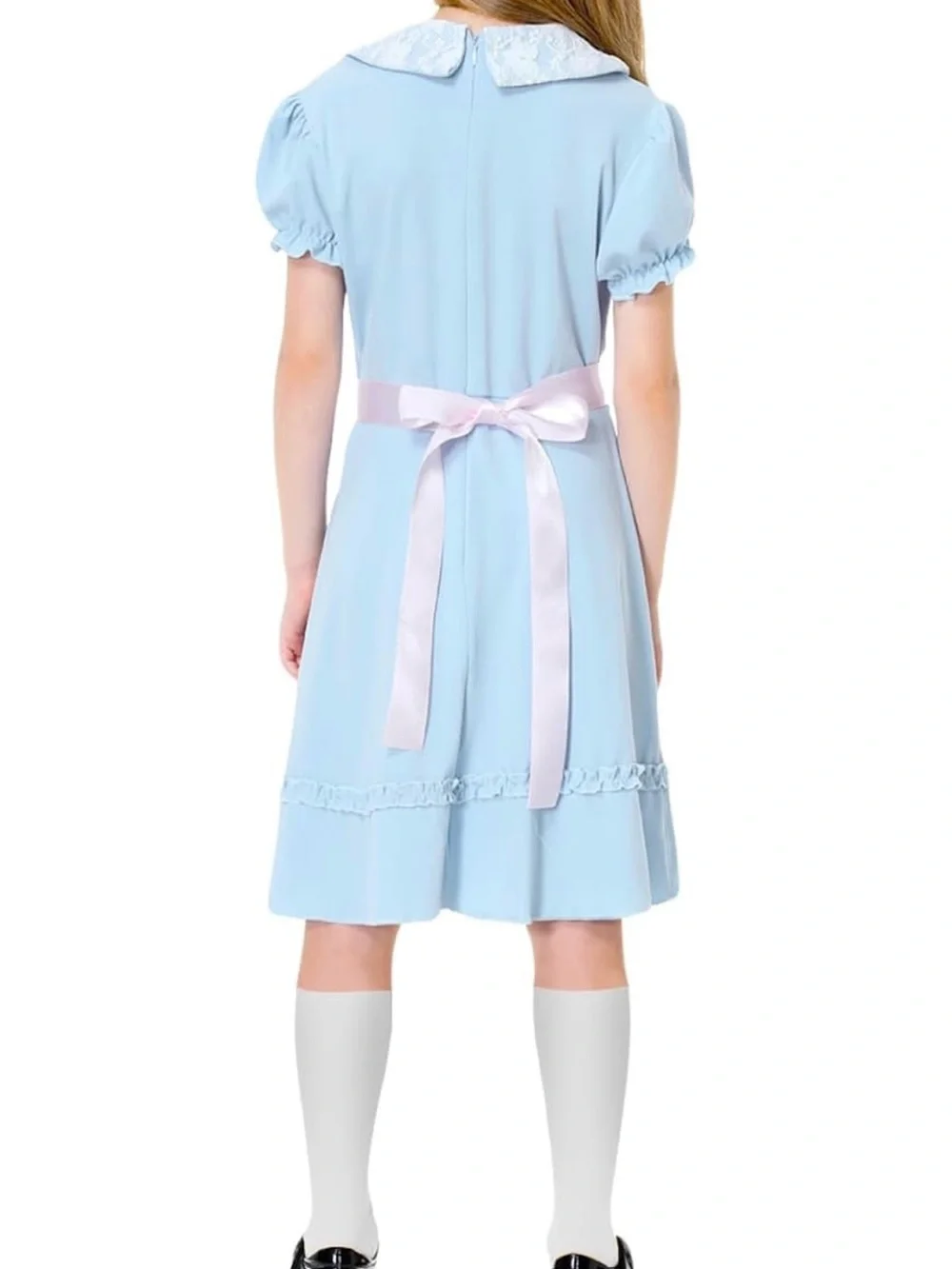 Girls Halloween Twin Costume Blue Puff Sleeve Lolita Dress (the shinning)